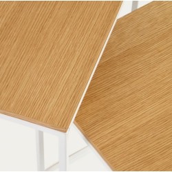 Lot de 2 Tables gigognes d'appoint en bois et métal blanc Ana VeryForma
