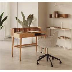 Chaise de bureau beige et aluminium finition noire mate Tisia  VeryForma
