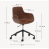 Tisia VeryForma brown synthetic leather and aluminium office chair with matt black finish