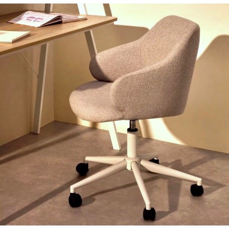 Silla de oficina gris claro con patas de acero blanco mate Nara VeryForma