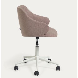 Cadeira de escritório rosa e pernas de aço branco fosco Nara VeryForma