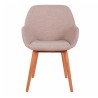 Set of 2 Dining Armchairs Tea Fabric Sand Base Solid Oak VeryForma