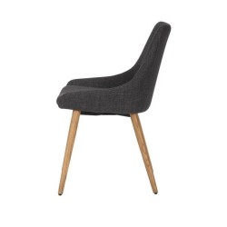 Set mit 2 Esszimmerstühlen Ari Creme Stoffgestell Dunkle Eiche VeryForma