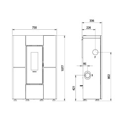 La Nordica Extraflame Marilena Plus AD 8kW Estufa de Pellets Estrecha Negra