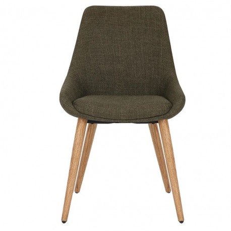 Set of 2 Dining Chairs Ari Khaki Fabric Dark Oak Base VeryForma