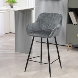 Lot de 2 Chaises Plan de Travail Ibis tissu chenille gris VeryForma