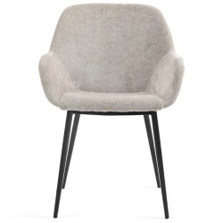 Set of 2 Dining Chairs Ibis Fabric Chenille Taupe Metal Legs VeryForma