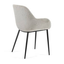 Lot de 2 Chaises Repas Ibis tissu chenille taupe Pieds métal VeryForma