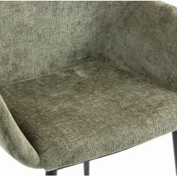 Set of 2 Dining Chairs Ibis Khaki Chenille Fabric Metal Legs VeryForma