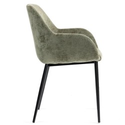 Set mit 2 Esszimmerstühlen Ibis Khaki Chenille Stoff Metallbeine VeryForma