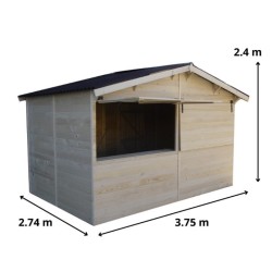 Spruce wood merchant shop Sylva 3.6x2,4m Habrita 8.6m2