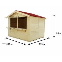 Echoppe marchande en bois d'épicea Sylva 4x2,4m Habrita 9.6m2