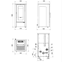 Fogão a pellets canalizado Dahiana Plus VFS 10 kW La Nordica Extraflame preto