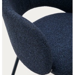 Set of 2 Aina Chairs in blue chenille fabric and metal VeryForma