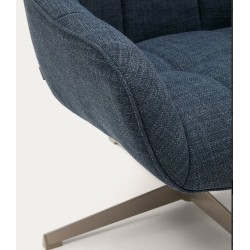 Sillón giratorio Aspe tela azul y metal VeryForma