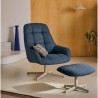 Sillón giratorio Aspe tela azul y metal VeryForma