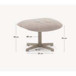 Poggiapiedi Aspe beige in tessuto e metallo VeryForma