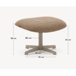 VeryForma Light Brown Fabric and Metal Aspe Footstool