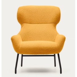 Sillón Lina en tejido de rizo mostaza y acero VeryForma