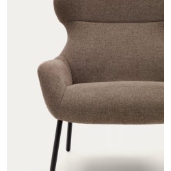 Lina armchair in light brown chenille fabric and VeryForma steel