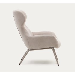 Lina armchair in beige chenille fabric and VeryForma steel
