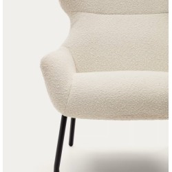 Fauteuil Lina en tissu bouclette blanche et acier VeryForma