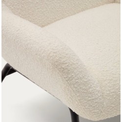 Fauteuil Lina en tissu bouclette blanche et acier VeryForma