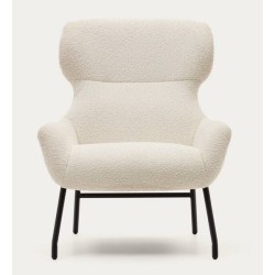 Fauteuil Lina en tissu bouclette blanche et acier VeryForma