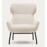 Fauteuil Lina en tissu bouclette blanche et acier VeryForma