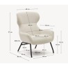 Fauteuil Lina en tissu bouclette blanche et acier VeryForma