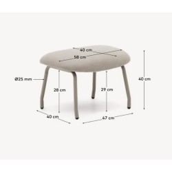 Lina footstool beige chenille fabric and VeryForma