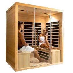 Sauna de infrarrojos panorámica de 4 plazas Quatro en VerySpas Spruce