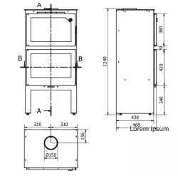 Fogão a lenha com forno de aço Istan 8.5kW com suporte Ferlux