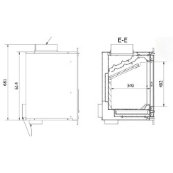 Ferlux F-900 Inserto de madera ventilado turbo grande de 11,8 kW