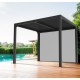 Pérgola bioclimática de aluminio de 7,20m2 con lamas y cortina en el lado de 3m Habrita