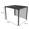 Pergola Bioclimatique  aluminium 7,20m2 ventelles et rideau coté 3m Habrita
