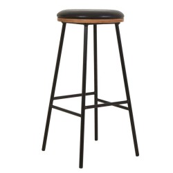 Set of 2 Marc VeryForma Black Imitation Leather Bar Stools and Metal Legs