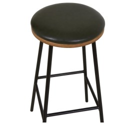 Lot de 2 Tabourets de bar imitation cuir vert et Pieds Métal Marc VeryForma