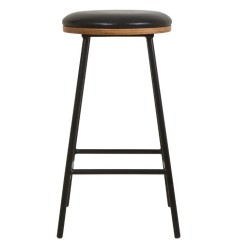 Conjunto de 2 Bancos de Bar Marc VeryForma Preto Imitação de Couro e Pernas de Metal