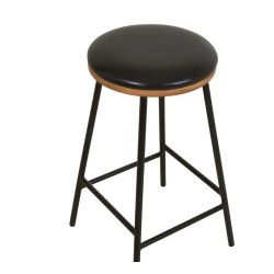 Set of 2 Marc VeryForma Black Imitation Leather Bar Stools and Metal Legs