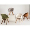 Arvin Swirl Chair in Beige Chenille Fabric and VeryForma Oak Wood Legs