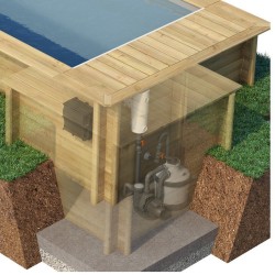 Piscina urbana madeira conectada cobertura aquecimento tronco de filtragem 420 BWT