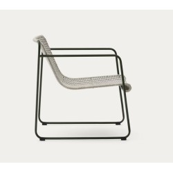 Fauteuil de jardin Rina en acier vert et corde grise VeryForma