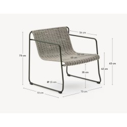 Fauteuil de jardin Rina en acier vert et corde grise VeryForma