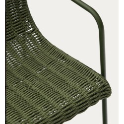 Silla Arvin Swirl en tejido chenilla beige y patas de madera de roble VeryForma