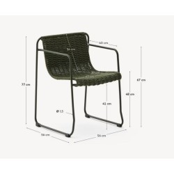 Silla Arvin Swirl en tejido chenilla beige y patas de madera de roble VeryForma