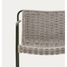Arvin Swirl Chair in Beige Chenille Fabric and VeryForma Oak Wood Legs