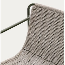 Chaise de jardin Rina en acier vert et corde écru grise VeryForma