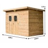 Abri de Jardin Habrita Theora en bois massif 6,45 m2 avec Plaques ondulées