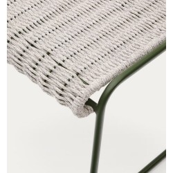 Repose-pieds de jardin Rina en acier vert et corde Gris écru VeryForma